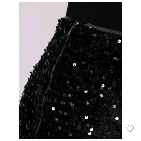 Sequin High Waist Stretchy Velvet Sparkle Party Bodycon Mini Skirt Black Large - Picture 4 of 5